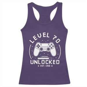 Level 70 Unlocked Video Gamer 70th Birthday Gift Racerback Tank Top Vintage 1956 70 Year Old Gift