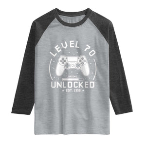 Level 70 Unlocked Video Gamer 70th Birthday Gift Raglan Shirt Vintage 1956 70 Year Old Gift