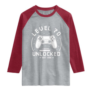 Level 70 Unlocked Video Gamer 70th Birthday Gift Raglan Shirt Vintage 1956 70 Year Old Gift