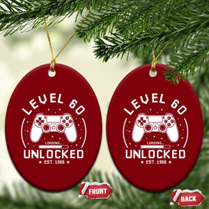 Level 60 Unlocked Video Gamer 60th Birthday Gift Ceramic Ornament Vintage 1966 60 Year Old Gift