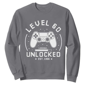 Level 60 Unlocked Video Gamer 60th Birthday Gift Sweatshirt Vintage 1966 60 Year Old Gift