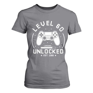 Level 60 Unlocked Video Gamer 60th Birthday Gift T Shirt For Women Vintage 1966 60 Year Old Gift