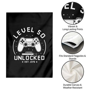 Level 50 Unlocked Video Gamer 50th Birthday Gift Garden Flag Vintage 1976 50 Year Old Gift