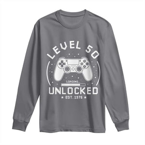 Level 50 Unlocked Video Gamer 50th Birthday Gift Long Sleeve Shirt Vintage 1976 50 Year Old Gift