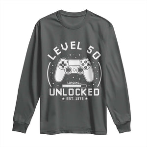 Level 50 Unlocked Video Gamer 50th Birthday Gift Long Sleeve Shirt Vintage 1976 50 Year Old Gift