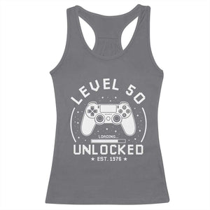 Level 50 Unlocked Video Gamer 50th Birthday Gift Racerback Tank Top Vintage 1976 50 Year Old Gift