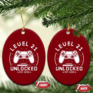 Level 21 Unlocked Video Gamer 21st Birthday Gift Ceramic Ornament Vintage 2005 21 Year Old Gift