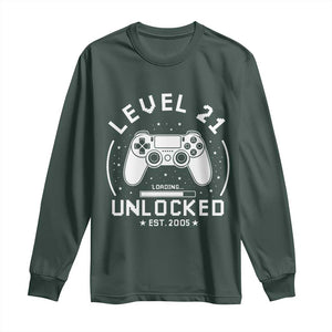 Level 21 Unlocked Video Gamer 21st Birthday Gift Long Sleeve Shirt Vintage 2005 21 Year Old Gift