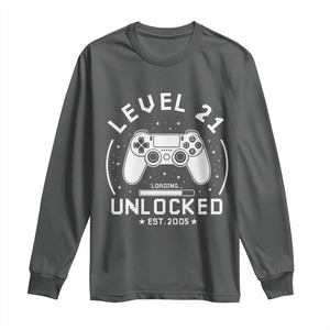 Level 21 Unlocked Video Gamer 21st Birthday Gift Long Sleeve Shirt Vintage 2005 21 Year Old Gift