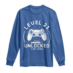 Level 21 Unlocked Video Gamer 21st Birthday Gift Long Sleeve Shirt Vintage 2005 21 Year Old Gift