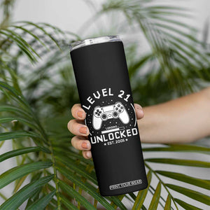 Level 21 Unlocked Video Gamer 21st Birthday Gift Skinny Tumbler Vintage 2005 21 Year Old Gift