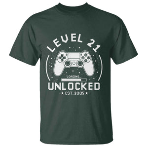 Level 21 Unlocked Video Gamer 21st Birthday Gift T Shirt Vintage 2005 21 Year Old Gift