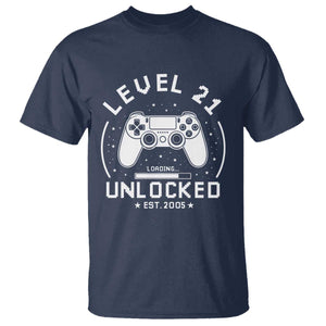 Level 21 Unlocked Video Gamer 21st Birthday Gift T Shirt Vintage 2005 21 Year Old Gift