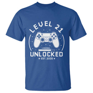 Level 21 Unlocked Video Gamer 21st Birthday Gift T Shirt Vintage 2005 21 Year Old Gift
