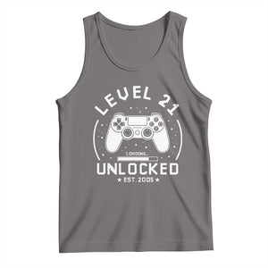 Level 21 Unlocked Video Gamer 21st Birthday Gift Tank Top Vintage 2005 21 Year Old Gift