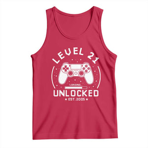 Level 21 Unlocked Video Gamer 21st Birthday Gift Tank Top Vintage 2005 21 Year Old Gift