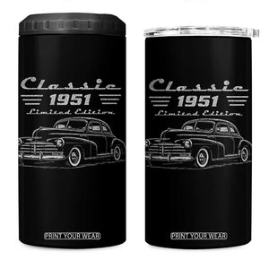 75th Birthday 4 in 1 Can Cooler Tumbler Vintage Retro Car Classic 1951 75 Year Old Gift
