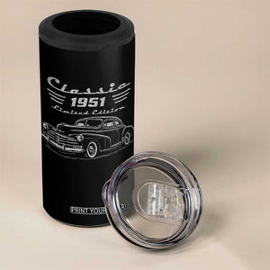 75th Birthday 4 in 1 Can Cooler Tumbler Vintage Retro Car Classic 1951 75 Year Old Gift