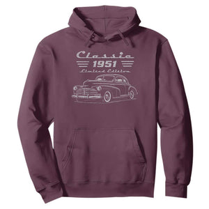 75th Birthday Hoodie Vintage Retro Car Classic 1951 75 Year Old Gift