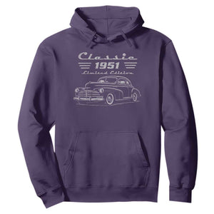 75th Birthday Hoodie Vintage Retro Car Classic 1951 75 Year Old Gift