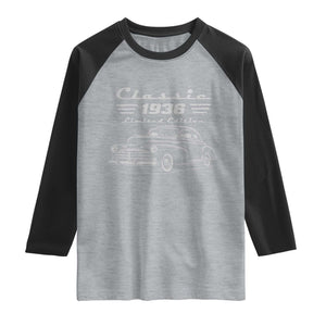 90th Birthday Raglan Shirt Vintage Retro Car Classic 1936 90 Year Old Gift