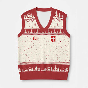 Switzerland V-Neck Knit Sweater Vest Vintage Retro Swiss Flag