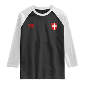 Switzerland Raglan Shirt Vintage Retro Swiss Flag