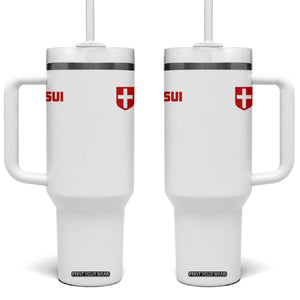 Switzerland Tumbler With Handle Vintage Retro Swiss Flag TS10 One Size: 40 oz White Print Your Wear