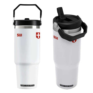 Switzerland Flip Straw Tumbler Vintage Retro Swiss Flag TS10 One Size: 30 oz White Print Your Wear