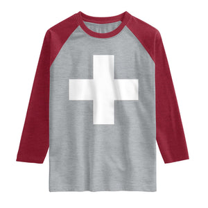 Swiss Vintage Cross Flag Switzerland Raglan Shirt