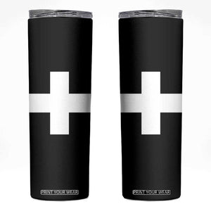Swiss Vintage Cross Flag Switzerland Skinny Tumbler TS10 Black Print Your Wear