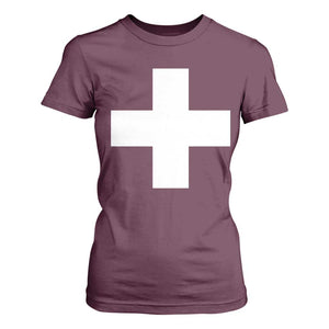 Swiss Vintage Cross Flag Switzerland T Shirt For Women