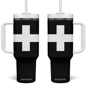 Swiss Vintage Cross Flag Switzerland Tumbler With Handle TS10 One Size: 40 oz Black Print Your Wear