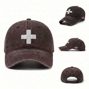 Swiss Vintage Cross Flag Switzerland Washed Cotton Baseball Cap