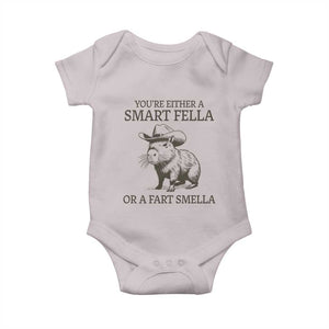 Funny Capybara Baby Onesie Retro Smart Fella Capybara Vintage 90s TS10 Ice Gray Print Your Wear