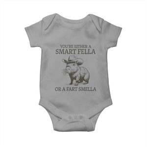 Funny Capybara Baby Onesie Retro Smart Fella Capybara Vintage 90s TS10 Sport Gray Print Your Wear
