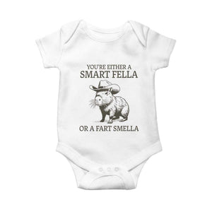 Funny Capybara Baby Onesie Retro Smart Fella Capybara Vintage 90s TS10 White Print Your Wear