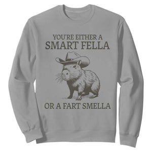 Funny Capybara Sweatshirt Retro Smart Fella Capybara Vintage 90s TS10 Sport Gray Print Your Wear