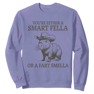 Funny Capybara Sweatshirt Retro Smart Fella Capybara Vintage 90s TS10 Violet Print Your Wear