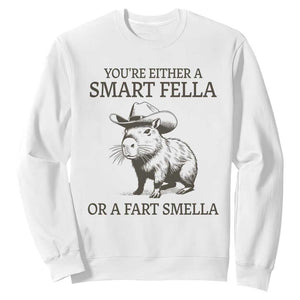 Funny Capybara Sweatshirt Retro Smart Fella Capybara Vintage 90s TS10 White Print Your Wear