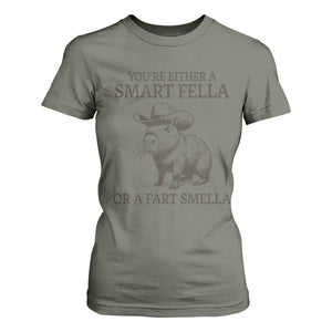Funny Capybara T Shirt For Women Retro Smart Fella Capybara Vintage 90s TS10 Military Green Print Your Wear