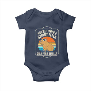 Funny Capybara Baby Onesie Vintage Retro Rodent Dont Be Worry Be Capy TS10 Navy Print Your Wear