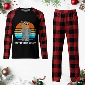 Funny Capybara Plaid Pajama Set Vintage Rodent Dont Be Worry Be Capy Chill Capybara TS10 Buffalo Plaid Print Your Wear