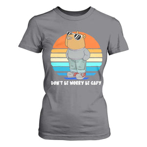 Funny Capybara T Shirt For Women Vintage Rodent Dont Be Worry Be Capy Chill Capybara TS10 Charcoal Print Your Wear