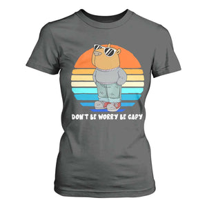 Funny Capybara T Shirt For Women Vintage Rodent Dont Be Worry Be Capy Chill Capybara TS10 Dark Heather Print Your Wear