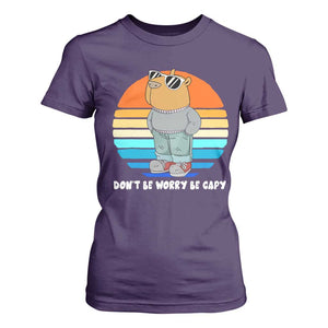 Funny Capybara T Shirt For Women Vintage Rodent Dont Be Worry Be Capy Chill Capybara TS10 Purple Print Your Wear