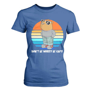 Funny Capybara T Shirt For Women Vintage Rodent Dont Be Worry Be Capy Chill Capybara TS10 Royal Blue Print Your Wear