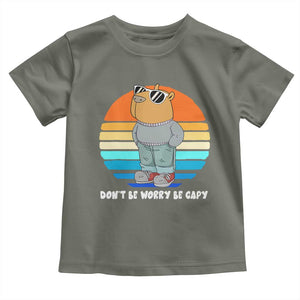 Funny Capybara Toddler T Shirt Vintage Rodent Dont Be Worry Be Capy Chill Capybara TS10 Military Green Print Your Wear