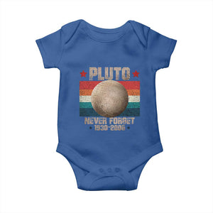 Pluto Never Forget 1930-2006 Planet Baby Onesie Funny Vintage Retro Astronomy Space TS10 Royal Blue Print Your Wear