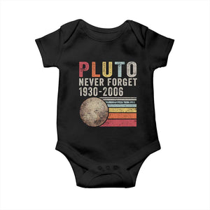 Never Forget Pluto Baby Onesie Retro Style Funny Space Science TS10 Black Print Your Wear